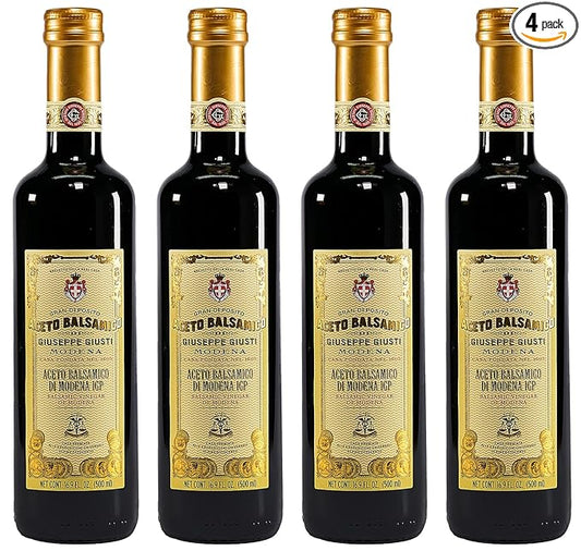Giusti Balsamic Vinegar of Modena IGP ??Authentic Italian Aceto Balsamico di Modena IGP, Made in Italy, Perfect for Marinades, Vinaigrettes & Sauces ??16.9 fl oz (500 ml) - Pack of 4