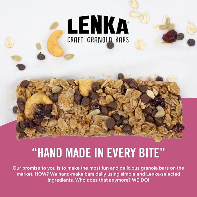 Lenka Bars - Nuts & Berries Snack Bars, Gluten Free, High Fiber, Kosher, Wholesome, No Artificial Flavors, Individually Wrapped - 12 Pack