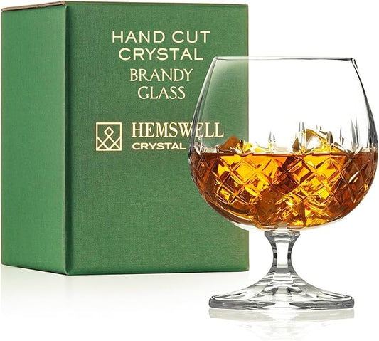 Single Brandy Snifter Cognac Glass - Small Snifter Glasses for Scotch, Brandy or Whisky - Elegant and Exquisite Cognac Balloon Glass - European Crystal 8.5oz - Wicklow Design
