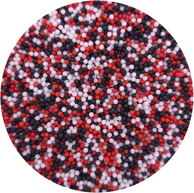 NCS Red, White, and Black Edible Non Pareil Sprinkles, 8 ounces - Great for Cupcakes, Cookies, Cakes, Cakes Pops