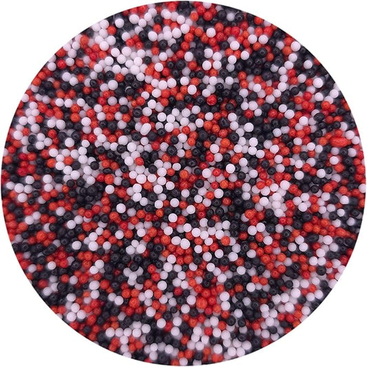 NCS Red, White, and Black Edible Non Pareil Sprinkles, 8 ounces - Great for Cupcakes, Cookies, Cakes, Cakes Pops