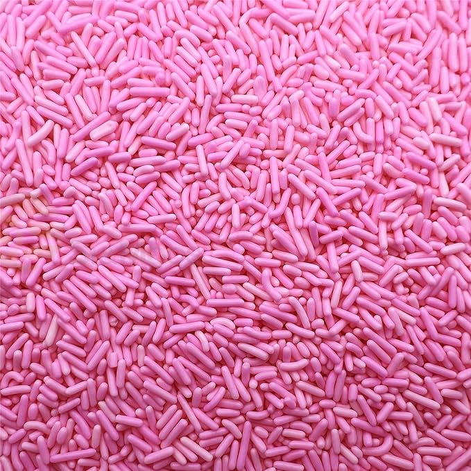 SE Si&Moos Pink Sprinkles Edible Pink Jimmies Soft Jimmy Sprinkles Halloween Cake Decorations Christmas Cookie Decorations for Topping Ice Cream, Cookies, Cakes, Cupcakes, Dessert Decorating 2.75 OZ