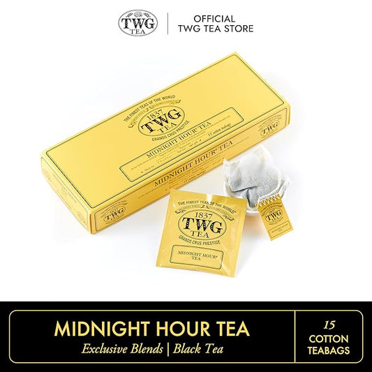 TWG Tea | Midnight Hour Tea | Black Tea | Fragrant Tropical Fruits | 15 Hand Sewn Cotton Teabags | Gift Set