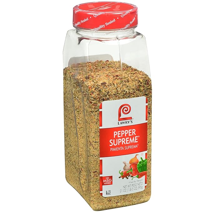 Lawry's Pepper Supreme Seasoning Blend, 21 oz - One 21 Ounce Container of Seven Pepper Seasoning Including Black, White and Red Pepper, Perfect on Steak, Chicken, Eggs, Vegetables and More