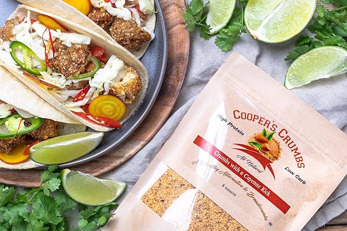 Cooper's Crumbs All Natural Gluten Free Low Carb Bread Crumb Alternative, High Protein, Vegan, Certified Kosher, Paleo, Keto (Crumbs with a Cayenne Kick)