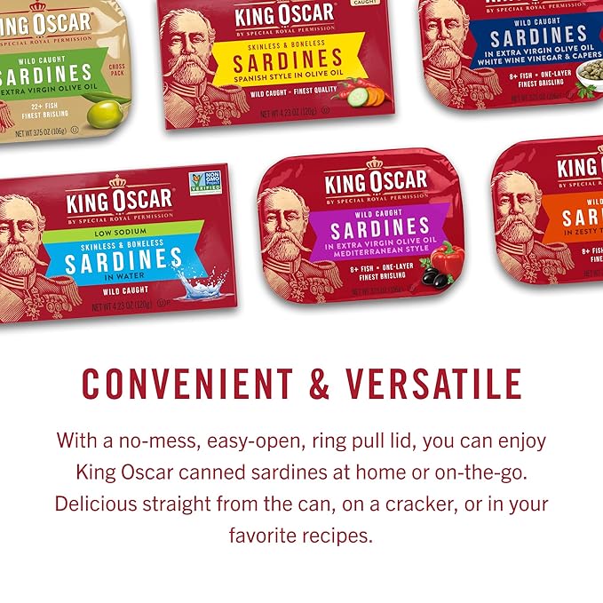King Oscar Sardines Extra Virgin Olive Oil, 3.75-Ounce Cans (Pack of 12)