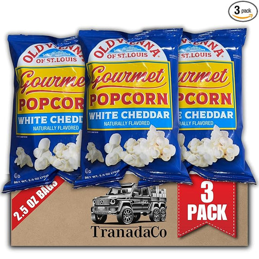 Old Vienna of St. Louis White Cheddar Popcorn 2.5oz Bag, 3-Pack Creamy Cheese Flavor Snack (by TranadaCo)
