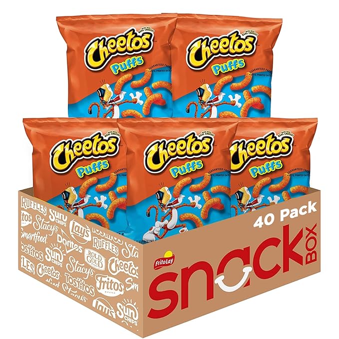 Cheetos Cheese Flavored Snacks, Puffs, 0.875 Ounce (Pack of 40)