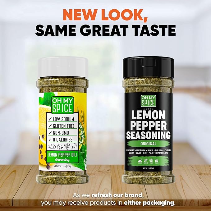 Chicken Seasoning Lemon Pepper Seasoning - Gluten Free & Low Sodium Lemon and Pepper Seasonings for Turkey, Seafood & Vegetable. Poultry Seasonings. Salad, Salmon & Chicken Dust for Grilling. 3.9oz