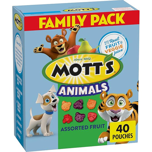 Mott's Fruit Flavored Snacks, Halloween Treats, Animals Assorted Fruit, Gluten Free Snack, Family Pack, 40 Ct, 32 oz