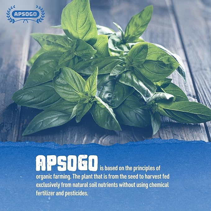 APSOGO Organic Dried Basil - Greek Basil Leaves for Cooking, Pure & Aromatic Herb Seasoning - 3.52oz Pouch – All-Natural Mediterranean Spice