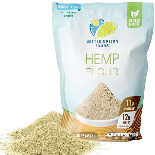 Hemp Protein Flour - 16 oz All Purpose Hemp Flour for Bread, Cookies, Muffins and More - Dairy & Non-GMO Verified, Low Fat Vegan Bread Flour for Baking, Made in USA