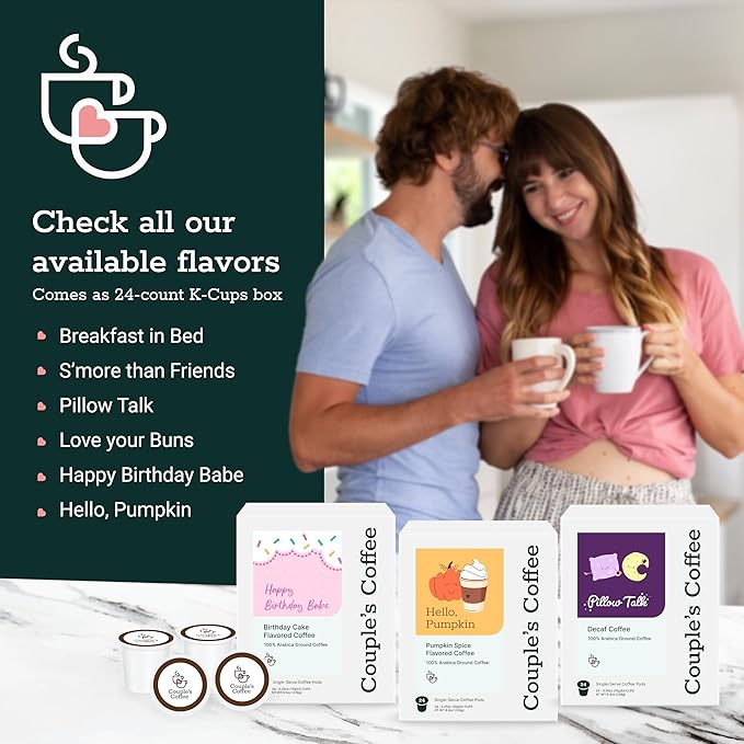 Couple's Coffee K-Cups | Cinnabon Flavored Coffee | Gives Back to Military Families | Love your Buns | Gourmet Ground Coffee with Cinnamon Bun Flavors | Compatible with K-Cups & Single Serve Brewers | 24 Count