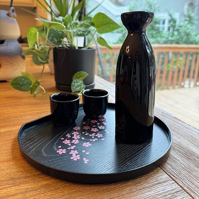 JapanBargain, Porcelain Sake Carafe Sake Bottle for Cold Sake and Hot Sake Microwave Safe, 7.5 oz, Black Color, 12 Pack