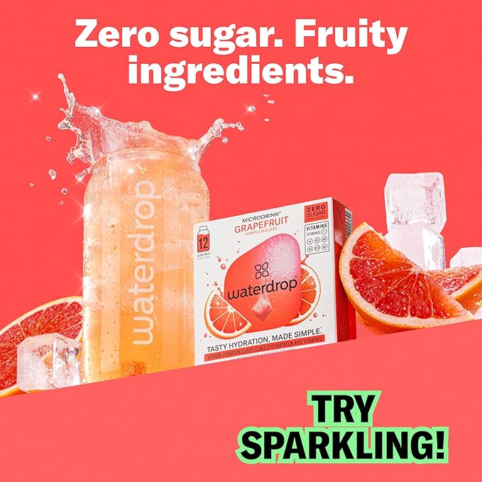 Waterdrop Hydration Cubes with Vitamin C, B3, B5 & Electrolytes, Orange, Lemon & Grapefruit Flavor