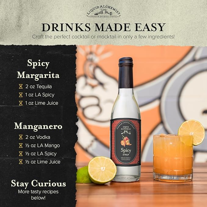 Liquid Alchemist Spicy Habanero Infused Simple Syrup for Cocktails – Real Ingredients Make our