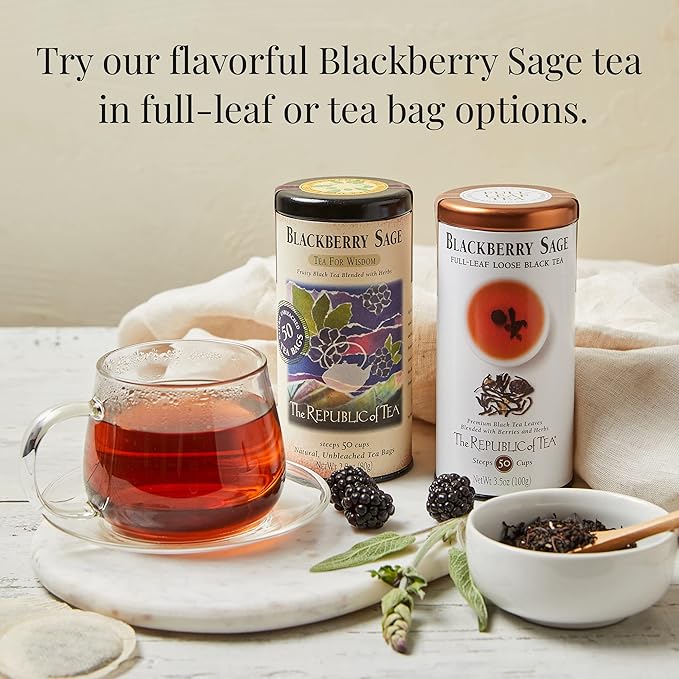 The Republic of Tea - Blackberry Sage Black Tea | 50 Tea Bags, Gourmet Black Tea