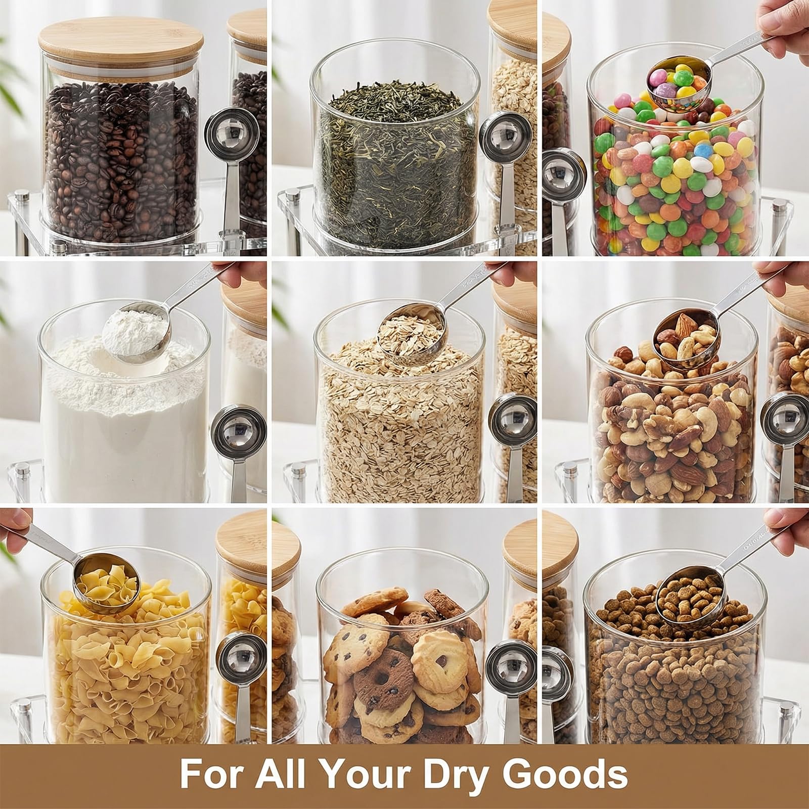 YAGELI Glass Coffee Canister Set with Acrylic Shelf, 2 Pack 44oz