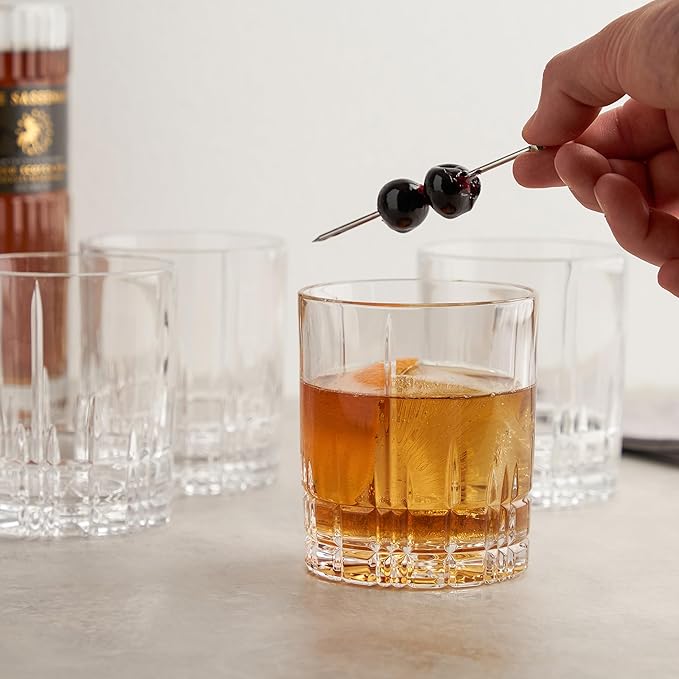 Spiegelau Perfect Serve Double Old Fashioned Glasses Set of 4 - Lowball Cocktail Glasses European-Made Crystal, Dishwasher Safe, Professional Quality Cocktail Glass Gift Set - 13 oz