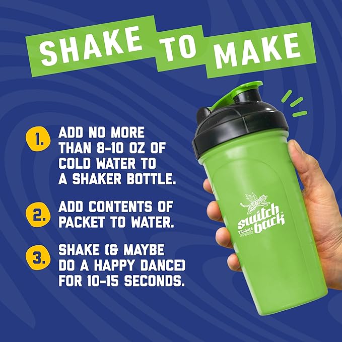 Switchback Greens Smoothie Powder, Shake to Make, Family Founded, Gluten Free Mix for Water, Juice or Milk, Made with Freeze Dried Fruit and Veggies, Green Drink for Energy Boost, Vegan, Plant Based, 4.5g Fiber, 7 Packets - Variety Pack