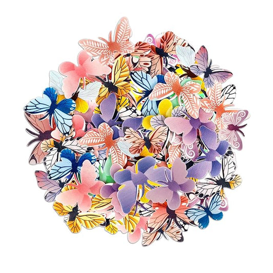 72Pcs Edible Wafer Paper Butterfly Cupcake Toppers 3D Colorful Cake Realistic Butterfly Dessert Decoration for Birthday Party Wedding Food Decorations