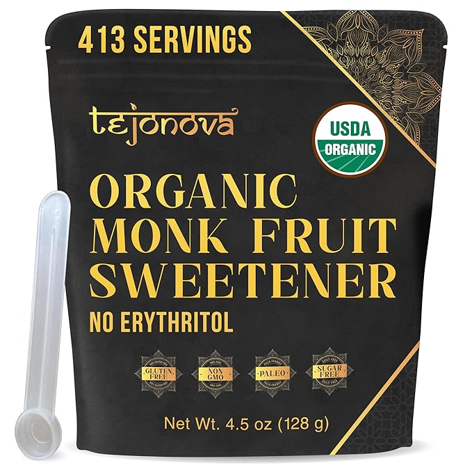 Organic Monk Fruit Powder, Pure Monk Fruit Sweetener No Erythritol, Monkfruit Sweetener Pure