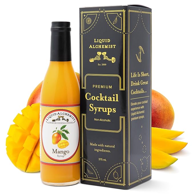 Liquid Alchemist Mango Syrup for Drinks - Real Ingredients Make our Mango Puree for Cocktails the Perfect Margarita Mix - Our Tropical Flavoring Syrup is Non-GMO & Vegan (12.7 oz)