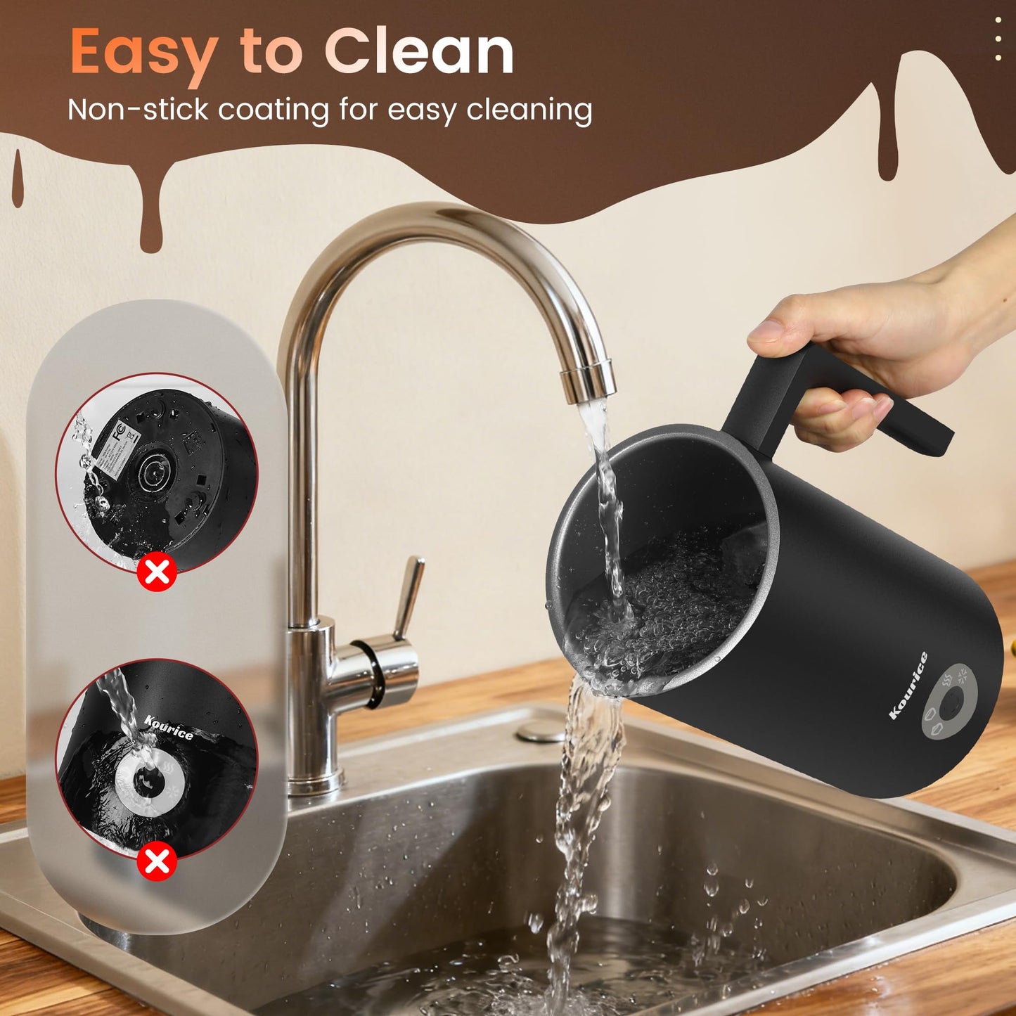 Kourice 4-in-1 Electric Milk Frother & Steamer – Automatic Frother Machine, Barista-Style Hot &