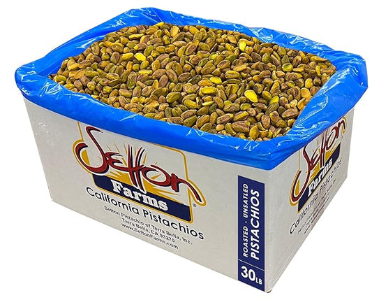 Pistachios Shelled Dry Roasted Unsalted, 30 Lbs. Bulk Case, Kosher (Also perfect for making Dubai Chocolate)