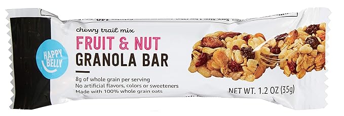 Amazon Brand, Happy Belly Fruit & Nut Chewy Trail Mix Granola Bars, 6 Count (Pack of 2)