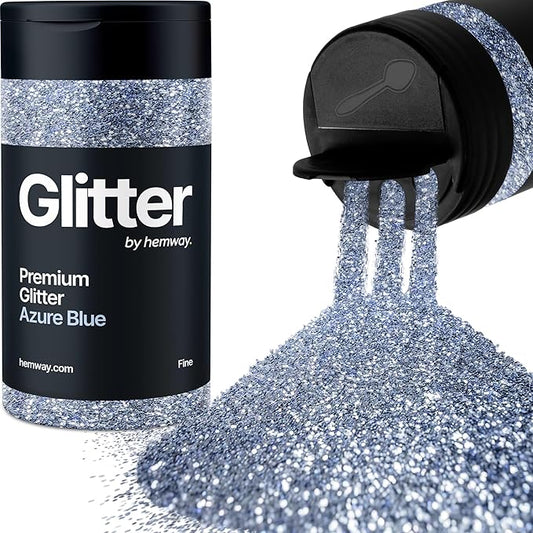 Hemway Premium Glitter Shaker - Azure Blue | 130g Fine Metallic Flake Sequins for Resin & Epoxy Crafts | Craft Supplies for Tumblers, Festival, Art