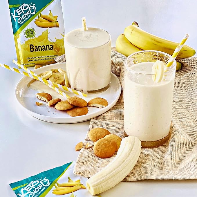 Keto Chow Banana | Keto Meal Replacement Shake | Nutritionally Complete | Low Carb | Delicious Easy Meal Substitute | You Choose The Fat | 21 Meal Bulk Pack