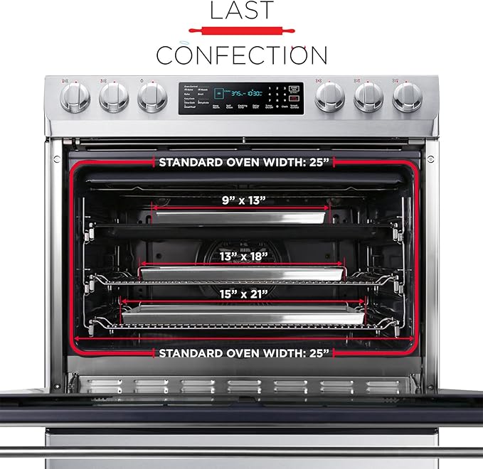 Last Confection 6 Cookie Baking Sheets 9" x 13" - Small Rimmed Aluminum Jelly Roll Trays - Quarter Sheet Pans