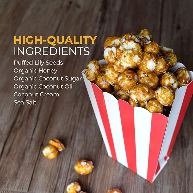 Salted Caramel Lily Puffs, AIP Foods and Paleo Snacks, Paleo Puffs Made of Water Lily Seeds, Caramel Corn-Like Healthy Snacks with No Refined Sugar, 56 g - Sweet Apricity