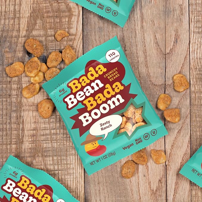 Bada Bean Bada Boom, Crunchy Roasted Broad Bean Snacks (Fava), High Protein, Vegan, Gluten-free - 110 Calorie Packs, Ranch, 1 Ounce (Pack of 24)