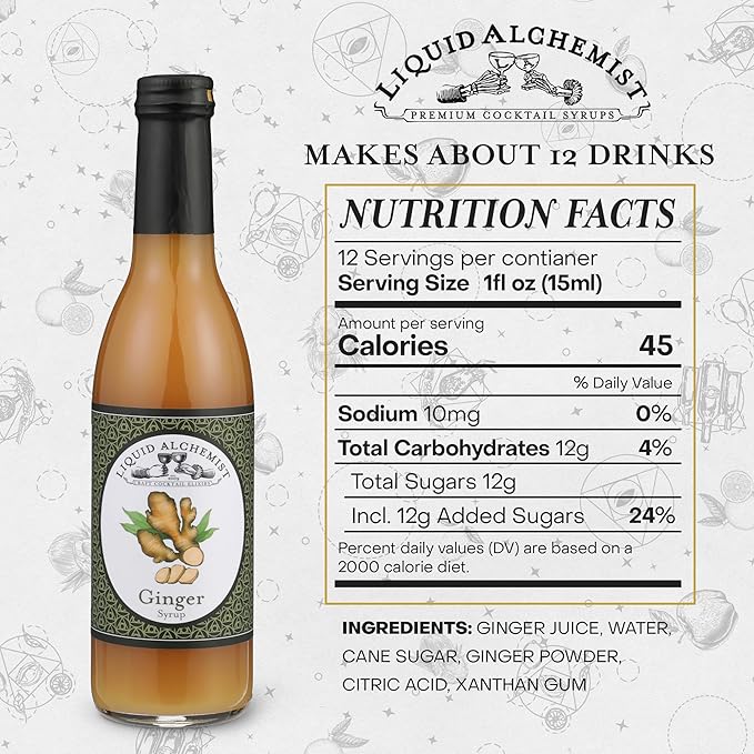 Liquid Alchemist Ginger Syrup for Cocktails - Real Ingredients Make our Liquid Ginger Puree for Cocktails the Perfect Moscow Mule Syrup - Our Non-GMO Vegan Drink Mixer Lasts Up to 2 Years (12.7 oz)