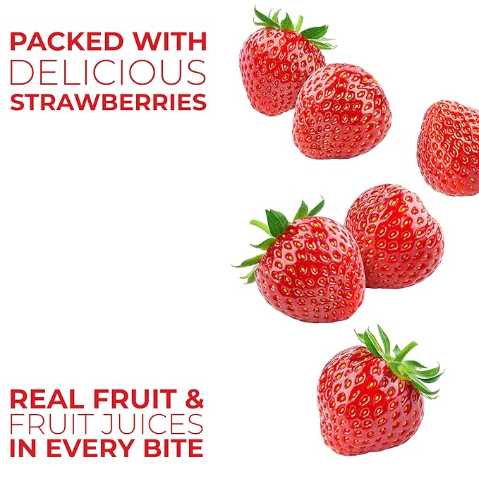 Betty Lou's Fruit Bars, Strawberry Pack of 12, Gluten Free, Vegan, Non GMO, Deliciously Healthy Snacks Made with All Natural Fruit Juice, Individually Wrapped, 2 oz. Each, 12 Bars