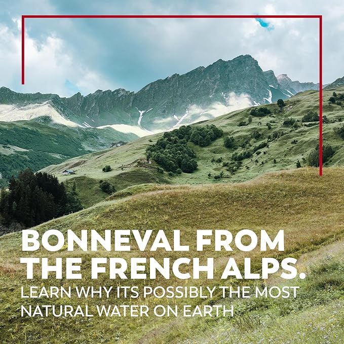BONNEVAL - Natural Sparkling Water - 100% Pure Mineral Water from the French Alps - Naturally Filtered for 2000 Years - Rich in Electrolytes - Eco-Friendly 25% RPET Bottles tethered caps - 6 pack, 33.8 FL OZ