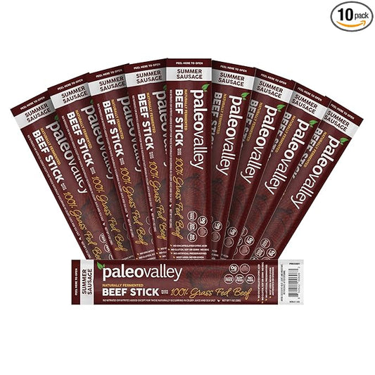 Paleovalley 100% Grass Fed Summer Sausage Beef Sticks