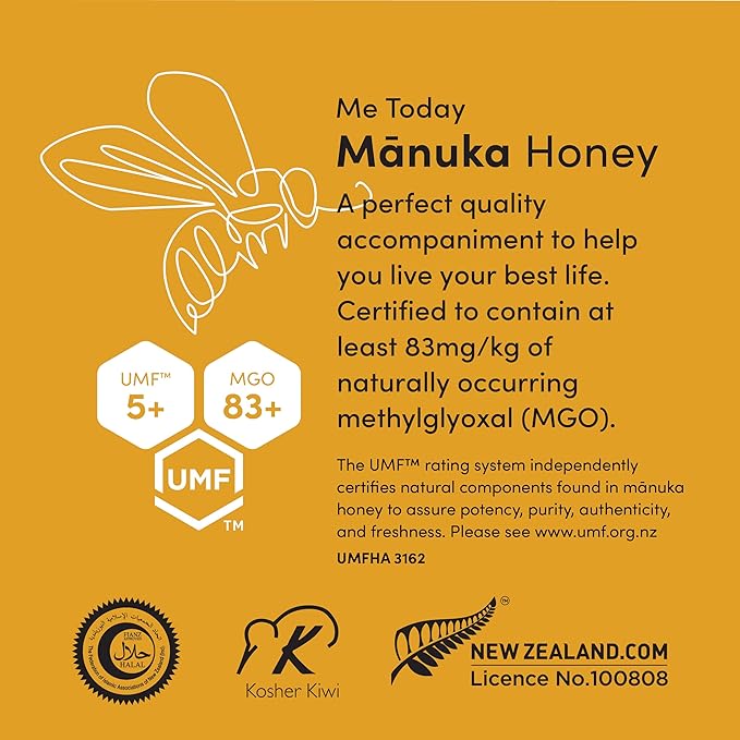 Me Today Manuka Honey UMF 5+/MGO 83+, Organic Manuka Honey Medical Grade from New Zealand, Lab Tested & UMF Certified Authentic-Honey for Daily Wellness, 8.8oz