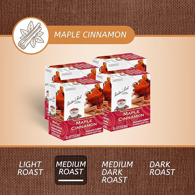 Boston’s Best - Maple Cinnamon Flavored Delicious Gourmet Coffee Compatible with Keurig Coffee Maker, 24 Count (Pack of 4)