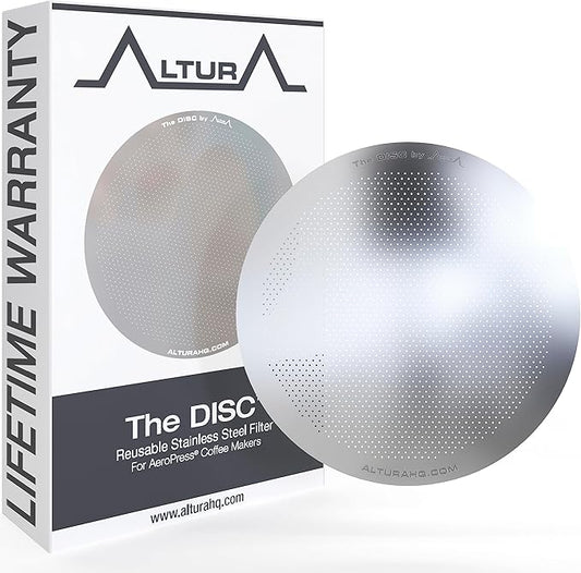 ALTURA The DISC Stainless Steel Filter for AeroPress Coffee Makers ??Reusable Metal Filter Replacement for Rich Flavor, Travel, and Eco-Friendly Brewing