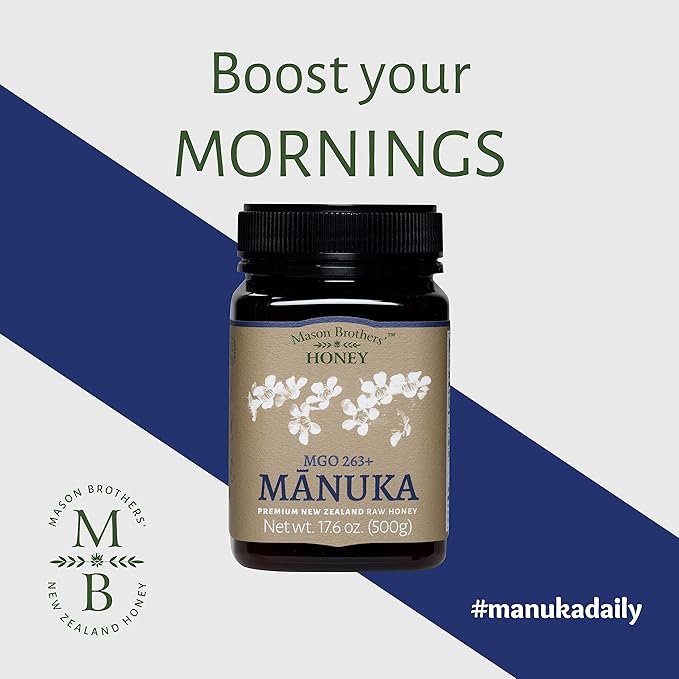 Mason Brothers’ Raw Manuka Honey MGO 263+ | 100% Pure, New Zealand Honey | Traceable | MGO Certified / 17.6oz