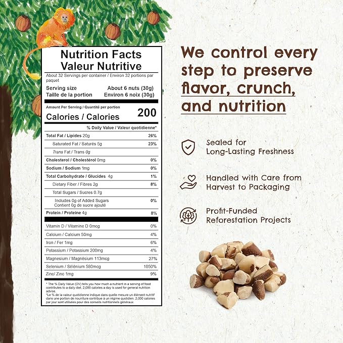 Snack The True Organic Broken Brazil Nuts 32 oz – Raw and Unsalted – Healthy-Rich in Vegetable Protein – Fresh, Vegan and Gluten Free – Forest Up