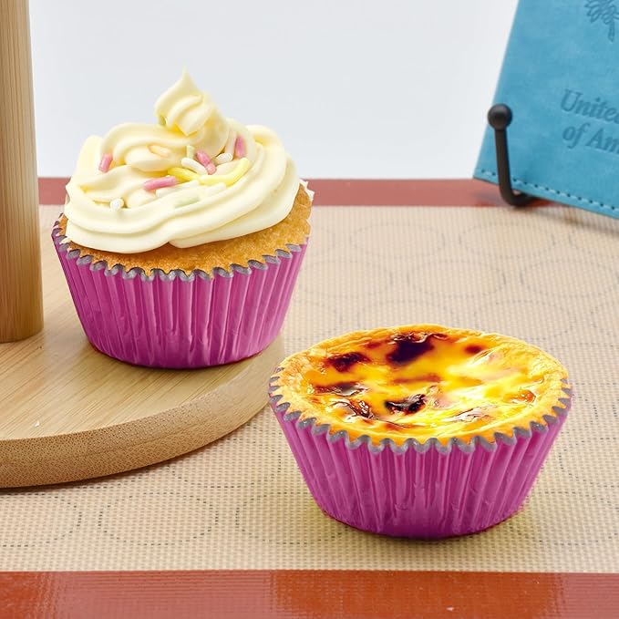 200 Pcs Pink Foil Cupcake Liners Standard Baking Cups Muffin Paper Cases
