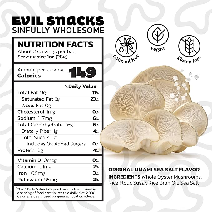 EVIL SNACKS Crunchy Mushroom Chips - VARIETY PACK, Non-GMO Project Verified, Plant-Based, Vegan - Nutrient-Packed, On-the-Go Snack - 2 Oz (3 Pack)