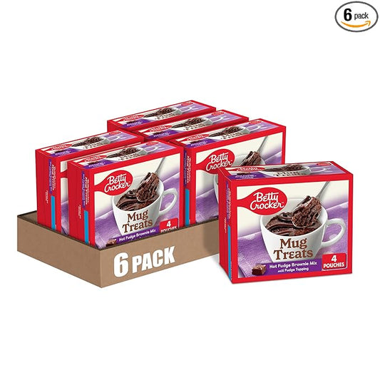 Betty Crocker Mug Treats Hot Fudge Brownie Mix with Fudge Topping, 4 Servings, 13.9 oz. (Pack of 6)
