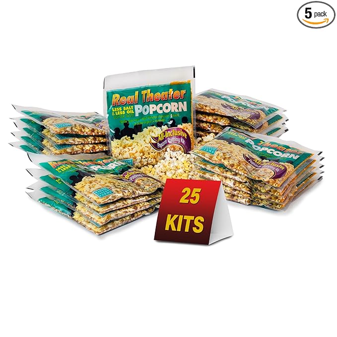 Wabash Valley Farms Popcorn Popping Kits -Less Salt Less Oil, Popcorn Kernels for Popcorn Machine, All in One Popcorn Kernels, Popcorn Kits, 25 kits