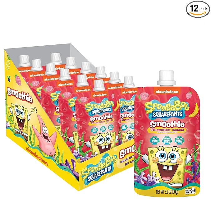 SpongeBob Squarepants Strawberry Banana Bliss Fruit Smoothie Purée ??Dive Into Deliciousness!