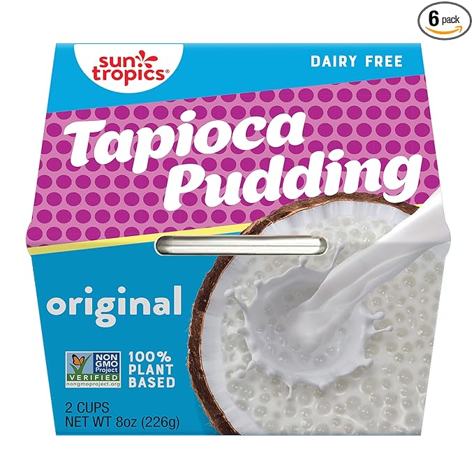 Sun Tropics Tapioca Pudding, Original | Vegan Dairy Free Pudding | Gluten Free, Non-GMO | Ready-to-Eat Cups 4.0oz (Pack of 6)